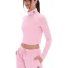 Maglia a collo alto corta Heidi rosa