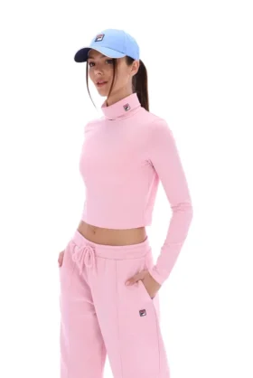 Maglia a collo alto corta Heidi rosa