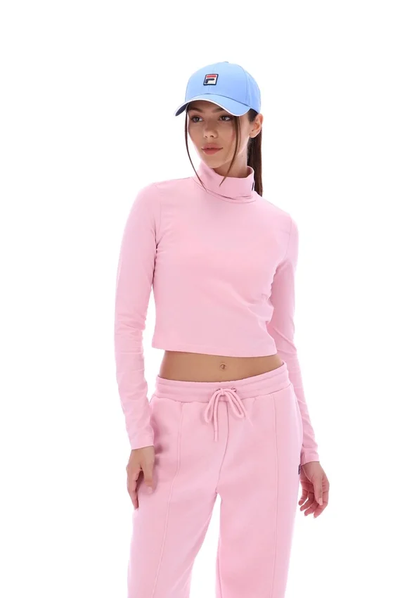 Maglia a collo alto corta Heidi rosa