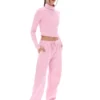 Maglia a collo alto corta Heidi rosa