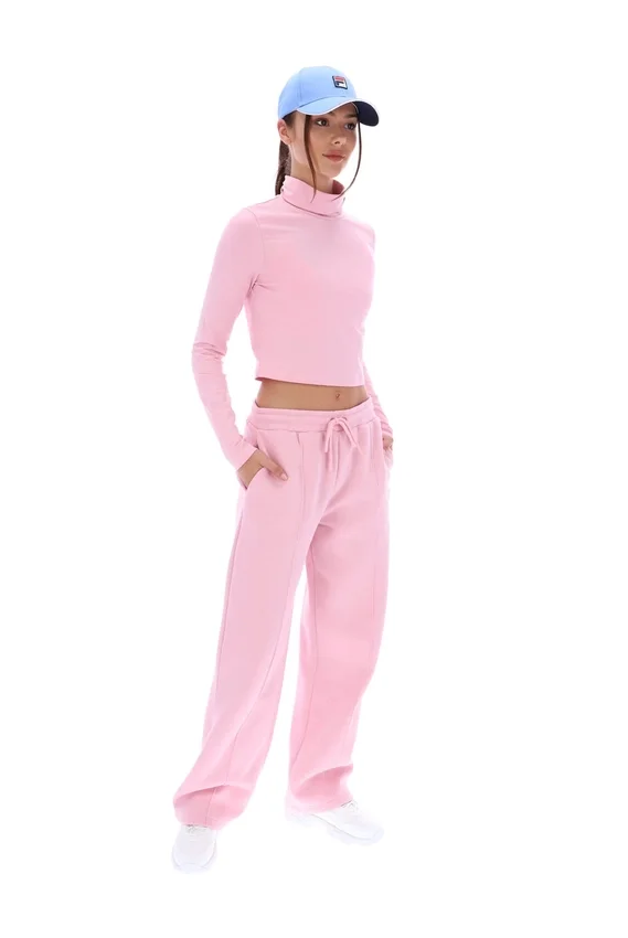 Maglia a collo alto corta Heidi rosa