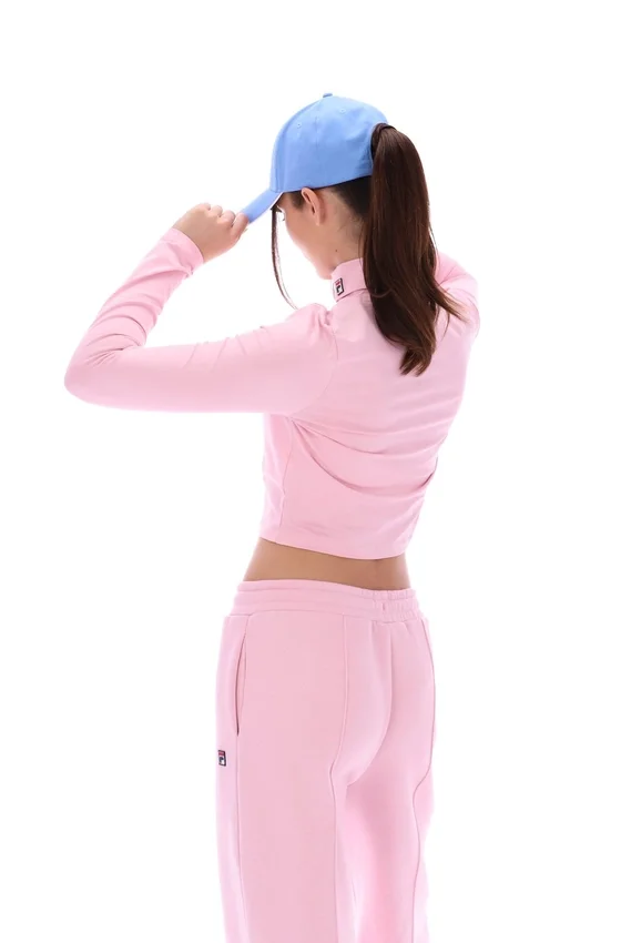 Maglia a collo alto corta Heidi rosa