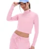 Maglia a collo alto corta Heidi rosa