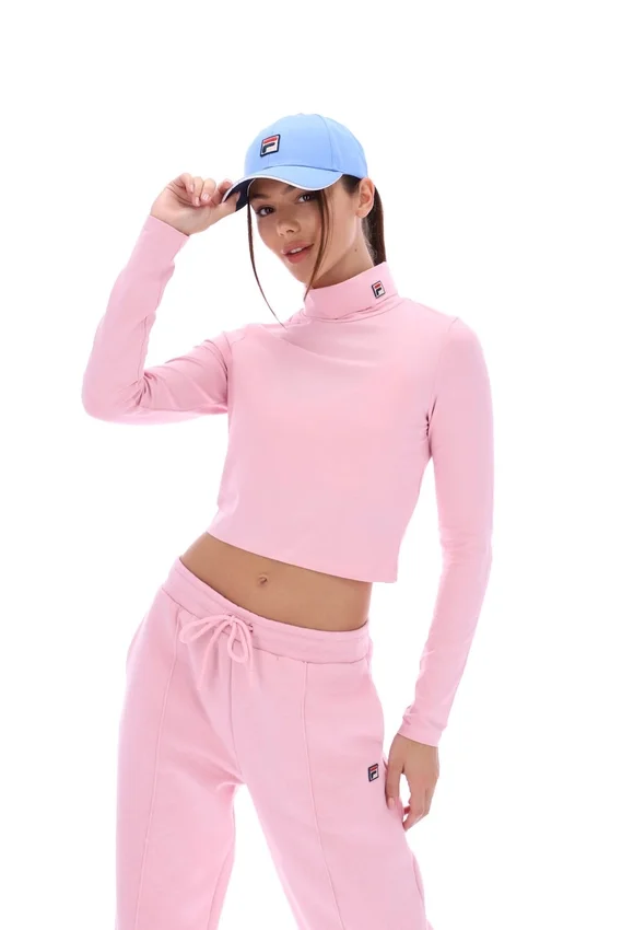 Maglia a collo alto corta Heidi rosa