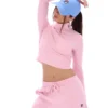 Maglia a collo alto corta Heidi rosa