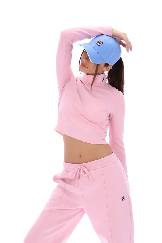 Maglia a collo alto corta Heidi rosa