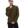 Maglia a trama ruvida con collo a imbuto e zip a 1/4 Stevie, colore verde oliva scuro