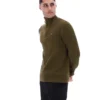 Maglia a trama ruvida con collo a imbuto e zip a 1/4 Stevie, colore verde oliva scuro