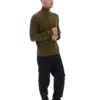 Maglia a trama ruvida con collo a imbuto e zip a 1/4 Stevie, colore verde oliva scuro