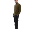 Maglia a trama ruvida con collo a imbuto e zip a 1/4 Stevie, colore verde oliva scuro