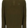 Maglia a trama ruvida con collo a imbuto e zip a 1/4 Stevie, colore verde oliva scuro