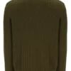 Maglia a trama ruvida con collo a imbuto e zip a 1/4 Stevie, colore verde oliva scuro