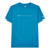 Maglia sportiva casual a maniche corte con collo rotondo, blu, pantaloncini