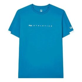 Maglia sportiva casual a maniche corte con collo rotondo, blu, pantaloncini