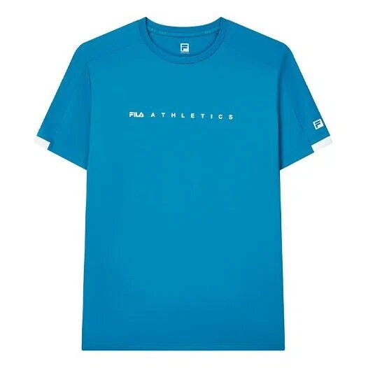 Maglia sportiva casual a maniche corte con collo rotondo, blu, pantaloncini