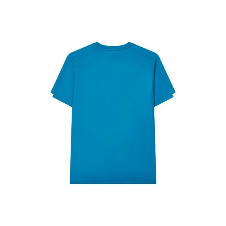 Maglia sportiva casual a maniche corte con collo rotondo, blu, pantaloncini