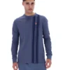 Maglietta a righe vintage in denim indaco a maniche lunghe