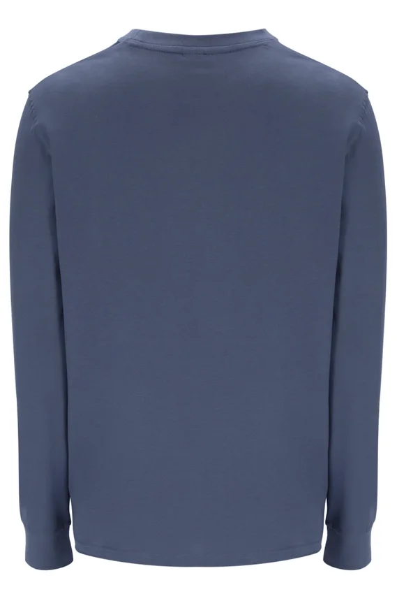 Maglietta a righe vintage in denim indaco a maniche lunghe