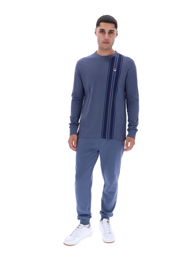 Maglietta a righe vintage in denim indaco a maniche lunghe
