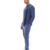 Maglietta a righe vintage in denim indaco a maniche lunghe