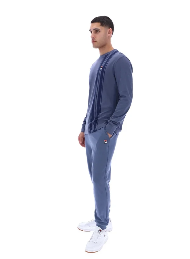 Maglietta a righe vintage in denim indaco a maniche lunghe