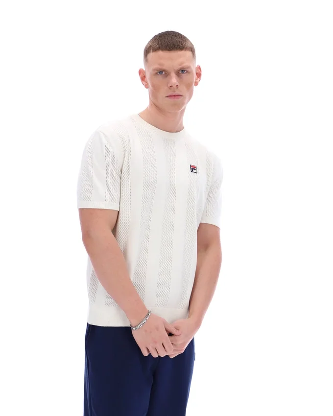 Maglietta con inserti in maglia Corrado color Gardenia