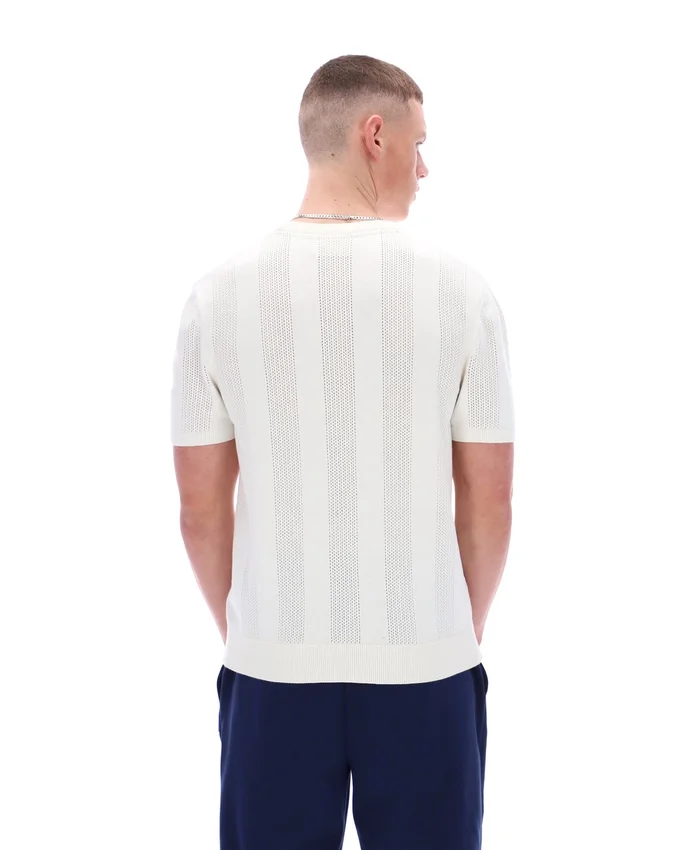 Maglietta con inserti in maglia Corrado color Gardenia