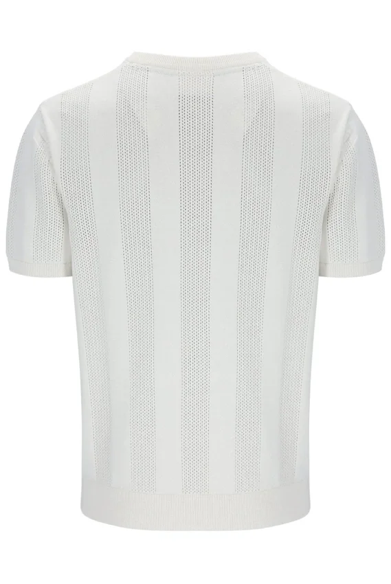 Maglietta con inserti in maglia Corrado color Gardenia