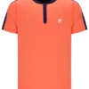Maglietta da tennis da uomo con collo alla Henry, arancione neon