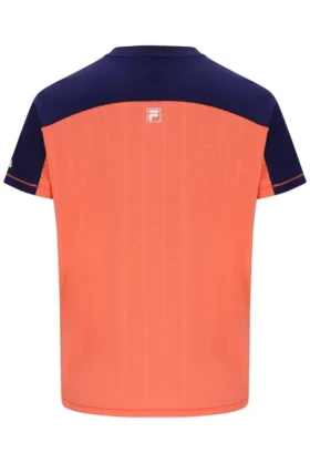 Maglietta da tennis da uomo con collo alla Henry, arancione neon
