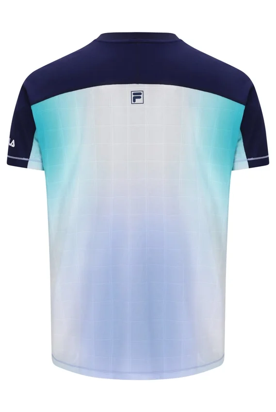 Maglietta da tennis da uomo con collo alla Henry, blu
