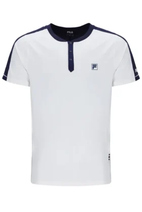 Maglietta da tennis da uomo con collo Henry Off White