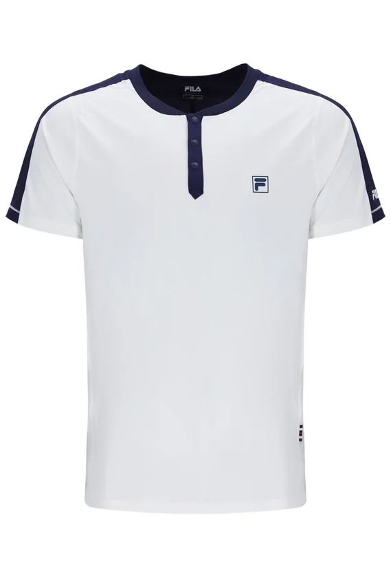Maglietta da tennis da uomo con collo Henry Off White