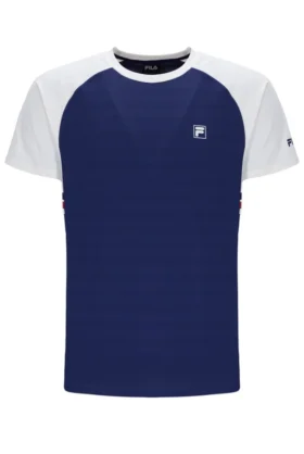 Maglietta da tennis unisex blu navy a collo tondo