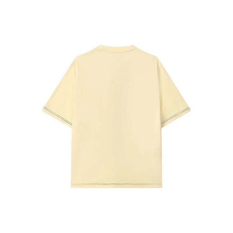 Maglietta da uomo sportiva con pantaloncini a maniche corte con scollo rotondo e stampa con logo in lettere, colore giallo
