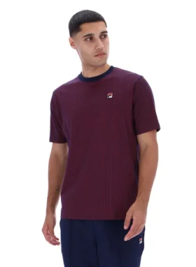 Maglietta Fila blu navy con stampa Nilo a righe sottili