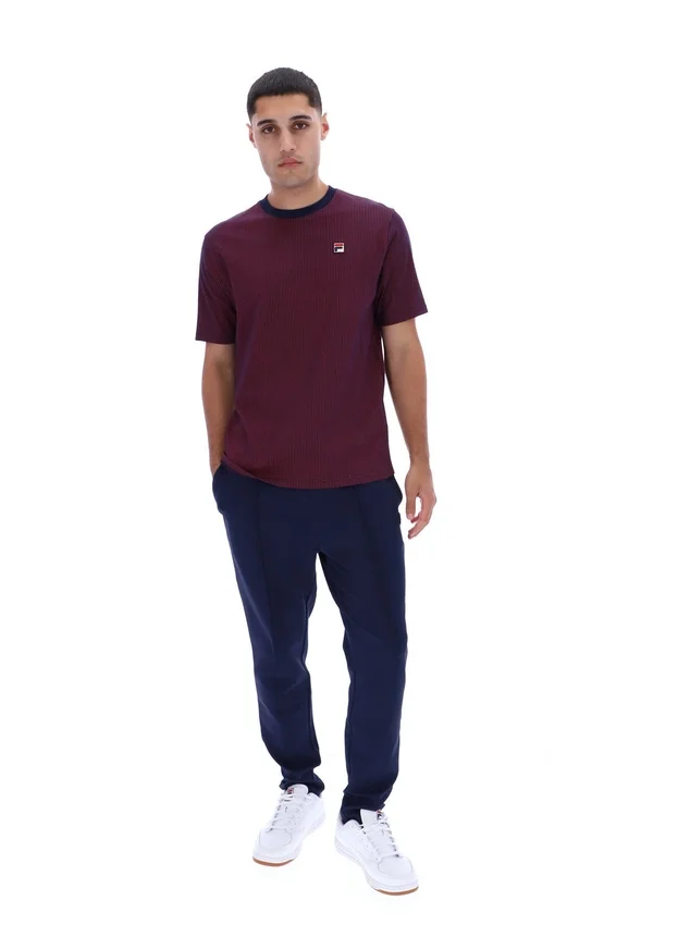 Maglietta Fila blu navy con stampa Nilo a righe sottili