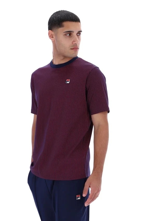 Maglietta Fila blu navy con stampa Nilo a righe sottili