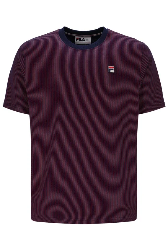 Maglietta Fila blu navy con stampa Nilo a righe sottili