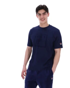 Maglietta Fila Pepe blu navy con logo floccato