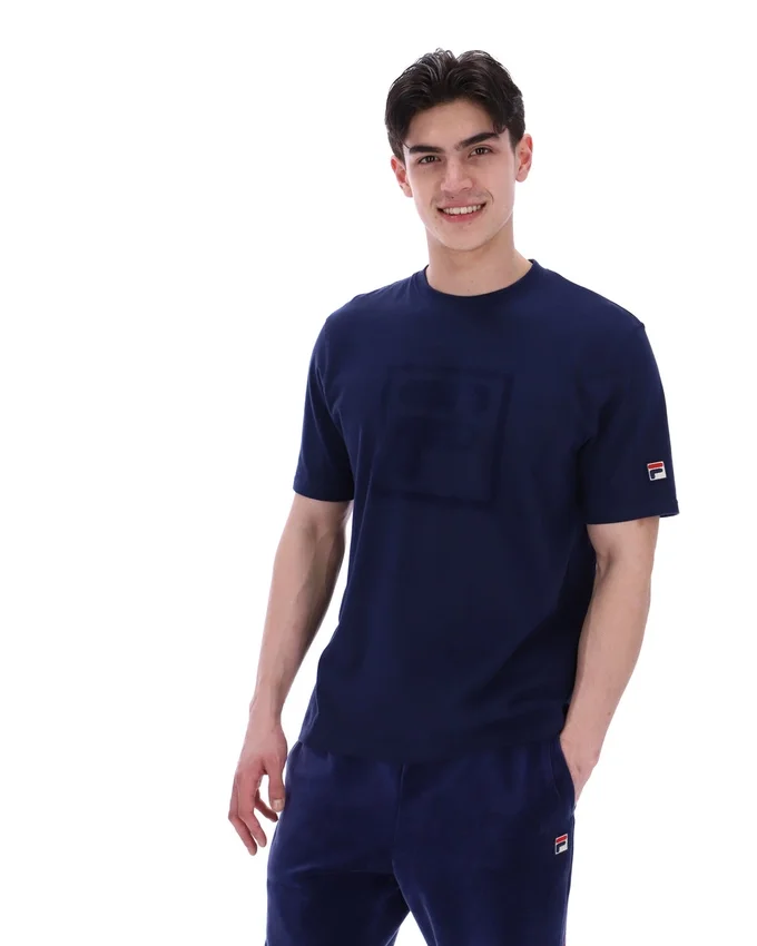 Maglietta Fila Pepe blu navy con logo floccato