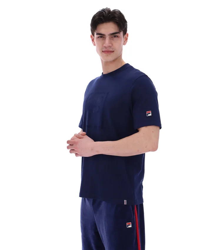Maglietta Fila Pepe blu navy con logo floccato