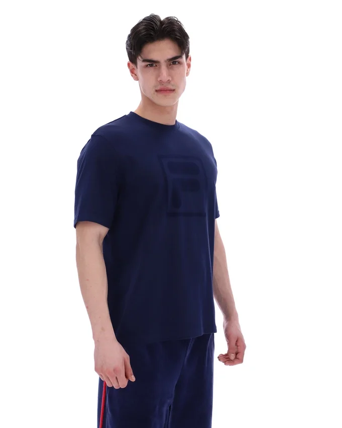 Maglietta Fila Pepe blu navy con logo floccato