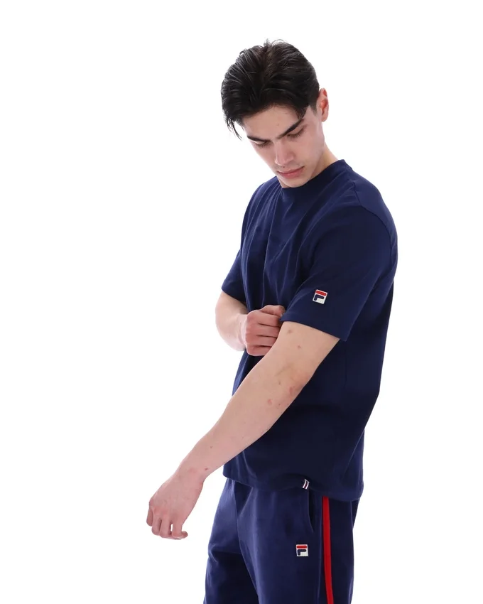 Maglietta Fila Pepe blu navy con logo floccato
