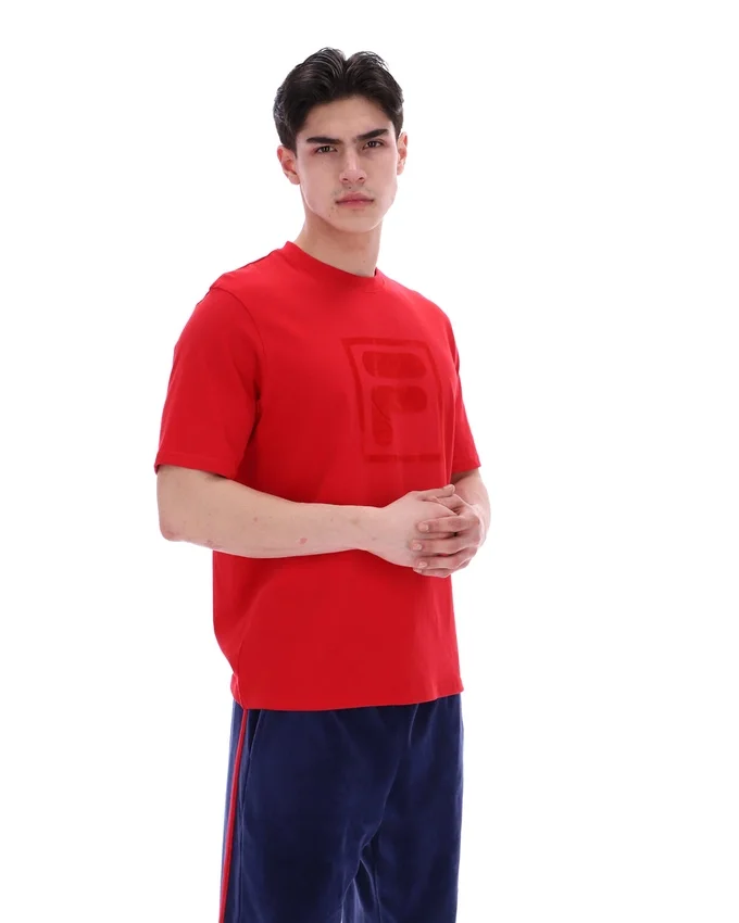 Maglietta Fila Pepe rossa con logo floccato
