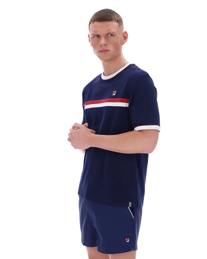 Maglietta Fila Rosario blu navy con strisce in spugna