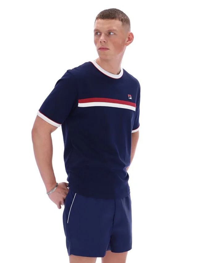 Maglietta Fila Rosario blu navy con strisce in spugna