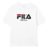 Maglietta Fila x Pepe Shimada da uomo, casual, traspirante, con stampa, pantaloncini, bianca