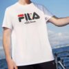 Maglietta Fila x Pepe Shimada da uomo, casual, traspirante, con stampa, pantaloncini, bianca