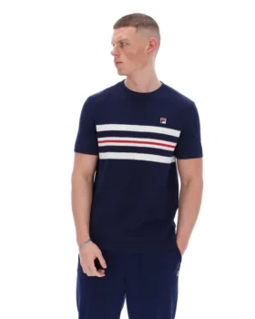 Maglietta in maglia a righe in rete Fila Gerardo blu navy